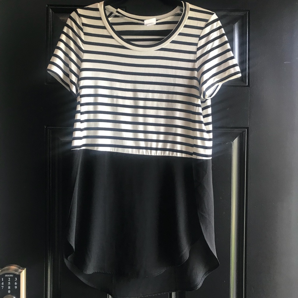 Agnes & Dora black/white stripe tulip 🌷 top XS